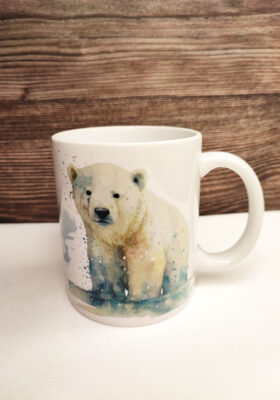 Mama-Bär und der kleine Eisbär sind auf der Tasse abgebildet sowie der Spruch "I really love POLAR BEARS".