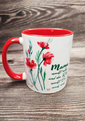 Diese Tasse mit Spruch von Super-Mug ist ein liebevolles Geschenk für deine Mama. Die Tasse ist mit einer hübschen Zeichnung von Blumen