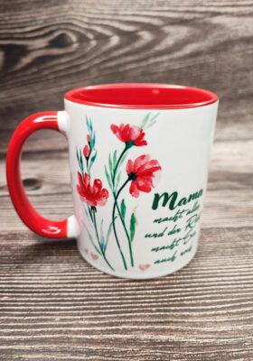 Diese Tasse mit Spruch von  Super-Mug ist ein liebevolles Geschenk für deine Mama. Die Tasse ist mit einer hübschen Zeichnung von Blumen