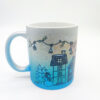Tasse Winterlandschaft in Glitzer blau und silber