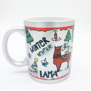 Tasse Winter-Lama in Silber